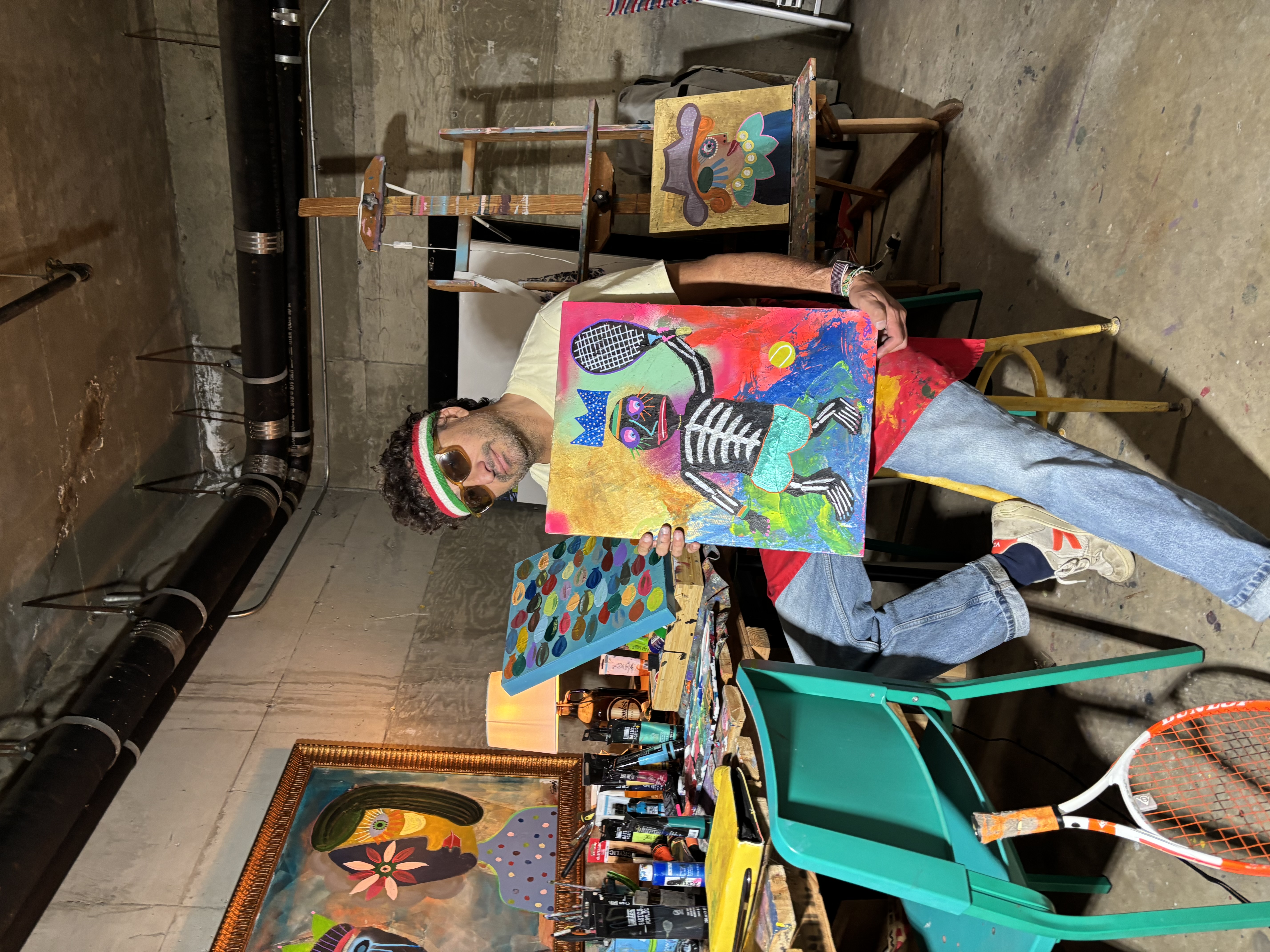 Simone Buzzatti with The Clumsy Tennist, in the studio