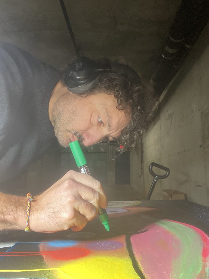 Deep concentration — studio session